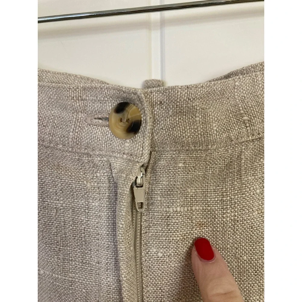 Harve‎ Benard Tan Linen Blend Pleated High Waisted Tapered Trousers Size 6